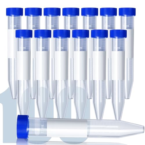 100Pack 15ml Centrifuge Tubes with Screw Cap, Sterile Plastic Conical Test Tube, with Graduated Marks and Writing Area Non-Pyrogenic, DN/RNase Free for Lab - size: 15ML-100PACK