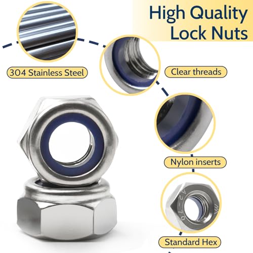 M3-0.5 Lock Nut, 230Pcs Stainless Steel Nylock Insert Locking Nut - size: M3-0.5, 230 Pack