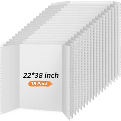 Ctosree 18 Pcs 22 x 38 Inch Tri Fold Poster Board Bulk for Display, White - color: White, size: 22 x 38 inch