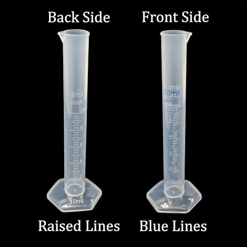 5PCS 10ml Measuring Cylinder, Plastic Transparent Graduated Cylinder, Science Test Tube Flask, 2-Sided Bule Measuring Lines Graduated Cylinder Beaker - size: 10ml