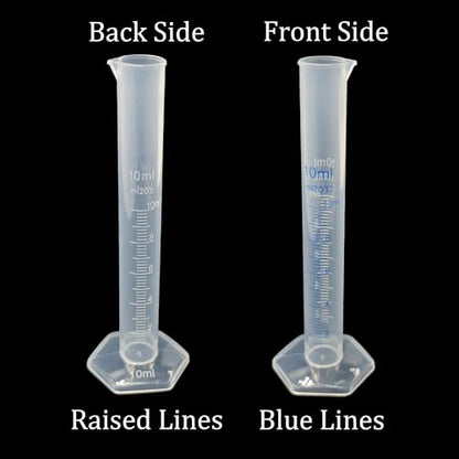 5PCS 10ml Measuring Cylinder, Plastic Transparent Graduated Cylinder, Science Test Tube Flask, 2-Sided Bule Measuring Lines Graduated Cylinder Beaker - size: 10ml