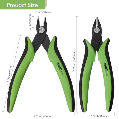 KATA Mini Flush Cutters, 5 Inch Precision Wire Cutter Plier for Electronics - color: 1 Pack 5" Green