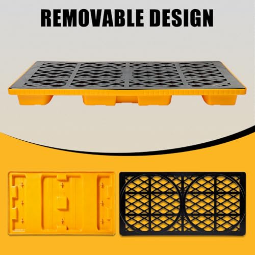 ATOLS 2 Drum Spill Containment Platform, 48x24x24 Inch, 2000 lbs Capacity, 20 Gal Sump, Heavy-Duty Plastic Pallet, 2 Drum Capacity for 55 Gallon Drum, Garage & Industrial Storage