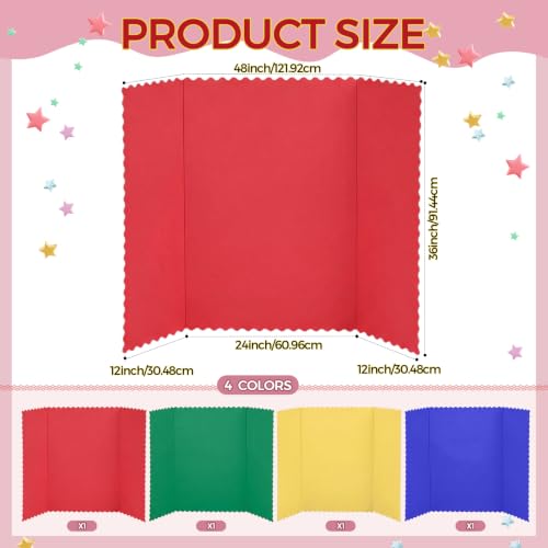 Mooliwe 4 Pack 48" x 36" Trifold Poster Board Scalloped, Rainbow - color: Rainbow, size: 48" X 36"
