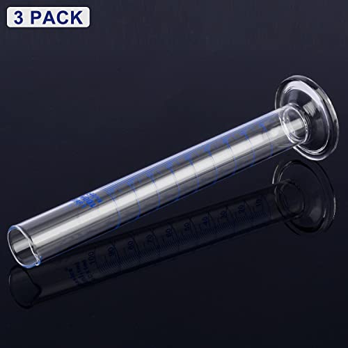 Labasics 3-Pack Borosilicate Glass 100 ml Heavy Wall Graduated Cylinder Measuring Cylinder - size: 100 ml