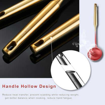 Gold Kitchen Cooking Utensils Set 13 PCS Stainless Steel 12-13.7" - color: Gold-13