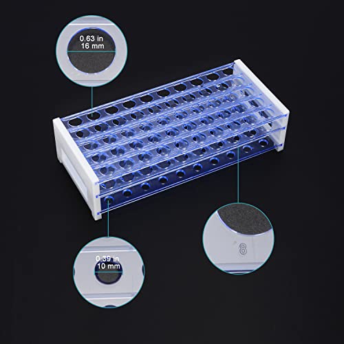 stonylab Test Tube Rack, 3-Tier Detachable Blue Plastic Holder Stand Rack, for Laboratory Scientific Experiments, 5/8 inch 50-Place - size: 5/8 inch