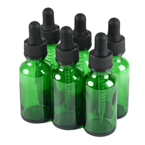 NOOEEISS 6 Pcs, 1oz Dropper Bottle, Green Glass Eye Dropper Bottle,Tincture Bottles with Dropper, Leak-Proof Design, Stronger Suction, for All Kinds of Mixed Liquids - color: Green, size: 1oz-6Pack