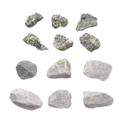 EISCO Porphyritic Granite & Coarse White Marble Rock Specimens, 12 Pc
