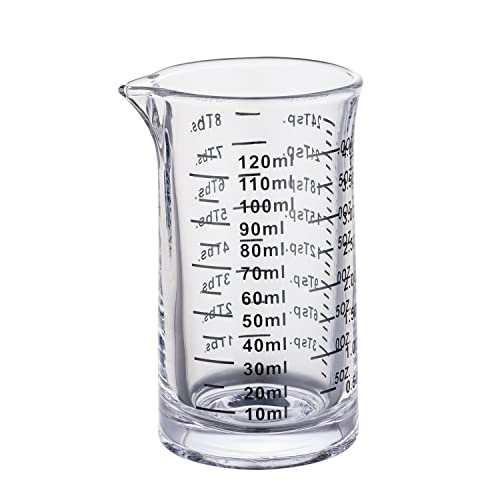 Ackers 4 Oz Glass Measuring Cup,Borosilicate Shot Glass with V-Shaped Spout-Black Line - color: Black Line (Pack of 1)