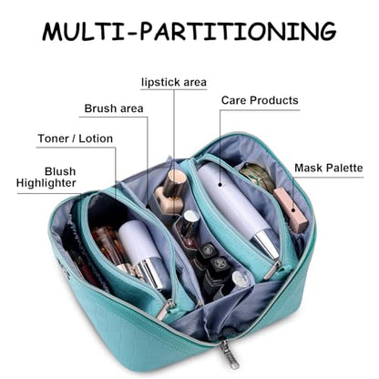 BOYATU Travel Makeup Bag Organizer: 180°Open-Flat 3 Pcs Make up Bags Set - color: 01-C-Blue