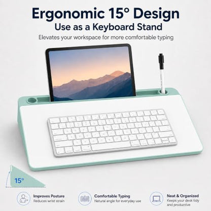 Glass Desktop Whiteboard,Dry Erase Board Buddy Keyboard Stand - color: Green
