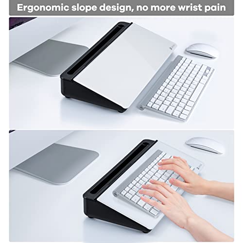 Varhomax Glass Desk Whiteboard with Storage, Desktop Organizer - color: Black&white