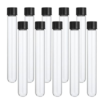 PATIKIL 30ml Test Tubes, 10pcs 5.91x0.79in Glass Clear Round Bottom Test Tube Containers with Plastic Cap for Bead Party Candy Bath Salt Storage Scientific Experiment Plant Propagation - size: 30ml