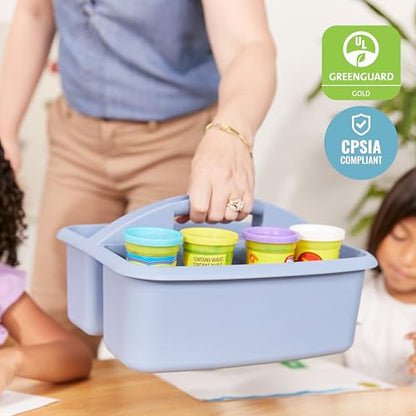 ECR4Kids 2-Compartment Large Storage Caddy Organizer, 6-Pack, Earthtone - color: Earthtone