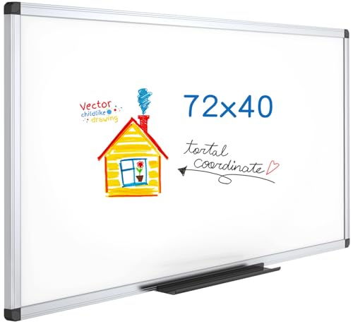 VIZ-PRO Dry Erase Board, 72" x 40" Large Magnetic Whiteboard for Wall - size: 72"W x 40"H
