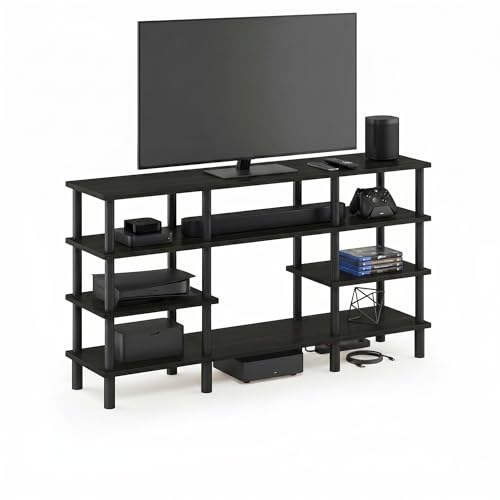 Furinno Turn-N-Tube 4-Tier Multipurpose Wide Shelf TV Stand, Espresso/Black - color: Espresso/Black, style: 4 Tiers, 55 Inch