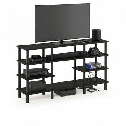 Furinno Turn-N-Tube 4-Tier Multipurpose Wide Shelf TV Stand, Espresso/Black - color: Espresso/Black, style: 4 Tiers, 55 Inch