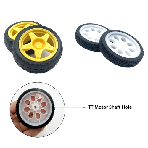 8PCS TT Motor Wheels Smart Car Rubber Tire Wheel for Smart Car Robot Wheels Replacement Part Robot DIY Kits (Mix Color 1)