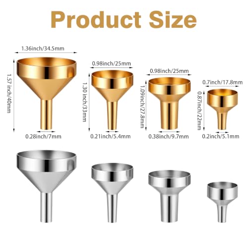 8PCS 4 Size Mini Metal Funnel for Filling Small Bottles