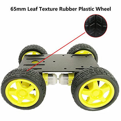 Professional 4WD Robot Smart Car Chassis Kit C101 with Speed Encoder TT Motor, Metal Wheeled Robotic Model Sciences Experiment Platform for Arduino/Raspberry Pie/Microbit STEAM Competition - color: Black