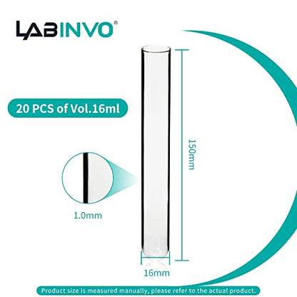 16ml Glass Round Bottom Test Tubes, Thickness 1.0-1.2, 16x150mm, Pack of 20, IN-TTG16 - style: 16ml, pack of 20