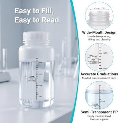 Pool Water Sample Bottle, 2 Pack 8.8 OZ Wide Mouth Liquid Containers