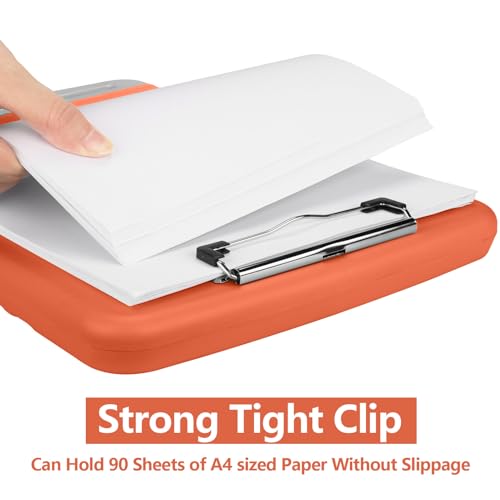 Clipboard with Storage, A4 Binder Nursing Clipboards with Pen Holder, Heavy Duty Storage Clipboards with Low Profile Clip, Clipboard Folder Side-Opening, Smooth Writing Clip Board (Red Brown) - color: Red Brown