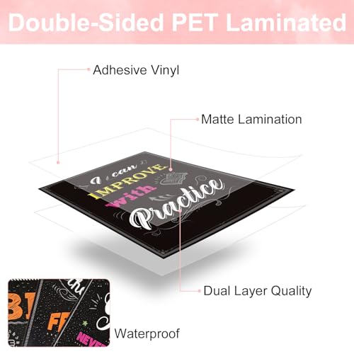 Bumkopl 21 Pcs Growth Mindset Posters for Classroom Decorations, Laminated - color: Black Growth Mindset