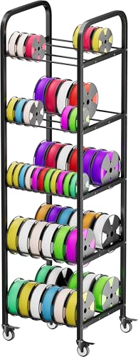 5-Tier 3D Printer Filament Storage Rack with Wheels - size: 5-Tier