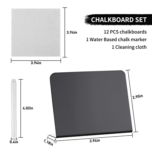 12 Pack 4"x3"Mini Chalkboard Signs for Chalk Sign for Food - Party - Buffet - Table Sign Chalkboard - Wedding - Bakery - Small Chalkboard Sign - Mini Chalkboards for Food - style: Chalkboard L 12