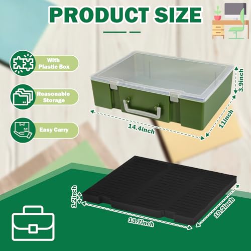 Foam Name Badge Holder with Case (Holds 48 Badges) Tray ID Badge Organizer Clear Tag Holders for Desk Office School (Army Green) - color: Green Holder With Black Foam