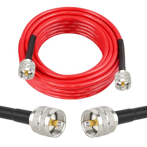 MOOKEERF RG8X Coaxial Cable 18ft,CB Coax Cable,UHF PL259 Male to Male Low Loss CB Antenna Cable 50 Ohm for HAM Radio,Antenna Analyzer,Dummy Load,SWR Meter,Red - size: 18FT
