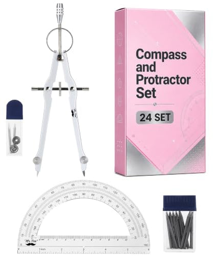 Mr. Pen- Bulk Compass and Protractor Set, 24 Set, Metal Math Compass - size: 24 Sets