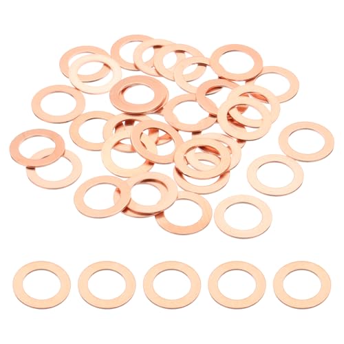 PATIKIL 35PCS M14 Copper Washers, M14x22x1mm Copper Crush Washer Metric Flat Washers Sealing Washers Assortment Kit Oil Drain Plug Gasket Ring for Automotive Battery Vehicles Screws Bolt - size: M14x22x1mm