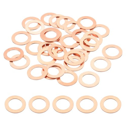 PATIKIL 35PCS M14 Copper Washers, M14x22x1mm Copper Crush Washer Metric Flat Washers Sealing Washers Assortment Kit Oil Drain Plug Gasket Ring for Automotive Battery Vehicles Screws Bolt - size: M14x22x1mm