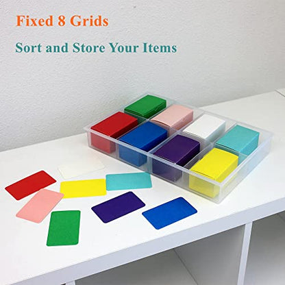 2 Pack Fixed 8 Grids Clear Plastic Organizer Sorting Tray - size: Fixed 8 Grids