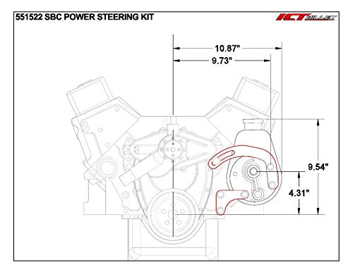 ICT Billet SBC Billet Adjustable Alternator Power Steering Bracket Kit LWP Chevy Small Block 551476