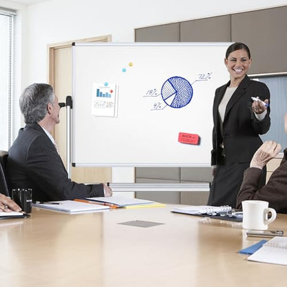 VIZ-PRO Double-Sided Magnetic Mobile Whiteboard, 48" x 36" - size: 48"W x 36"H