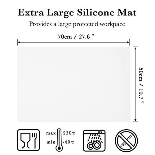 Gartful Oversize Translucent Silicone Mat, Countertop Protector, 27.6 x 19.7 inches Silicone Sheet for Crafts Resin Jewelry Casting Mat Pad Nonstick Table Placemat - color: Translucent, size: 27.6" x 19.7"