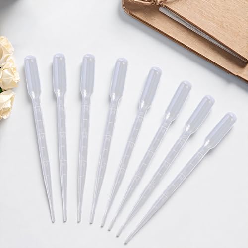 100Pcs Clear Graduated Trasfer Pipettes 0.5ML Capacity Liquid Dropper Plastic Transparent Eye Droppers Perfume Dispenser for Essential Oil Transfer Science Crafts - size: 0.5ml