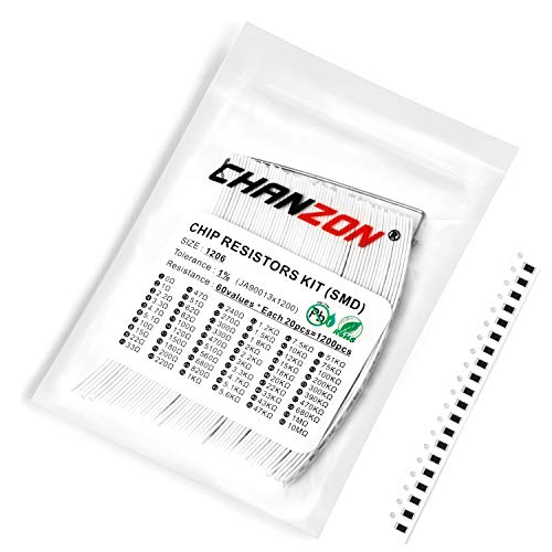 Chanzon 1200pcs 1206 SMD Resistor Kit 60 Values 0-10M ohm 1/4W Each 20pcs