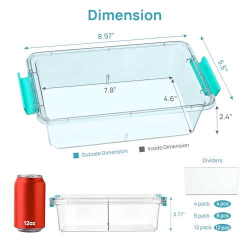 Vtopmart 4 Pack 1.5Qt Clear Pencil Box, Plastic Pencil Holder with Removable Divider for Pen Organizer, Small Stackable Containers with Lid for Pen, Art Craft, Sticker, Scrapbook & Office Supplies - color: Teal, size: 1.5 Qt