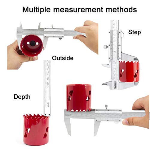 Professional Vernier Caliper Measuring Tool Stainless Steel 6 Inch/150mm for Inside,Outside, Depth and Step Measurements,0.001"/0.02mm High Precision Durable Micrometer - color: set 4