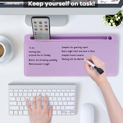 Varhomax Glass Desk Whiteboard with Storage - color: Purple