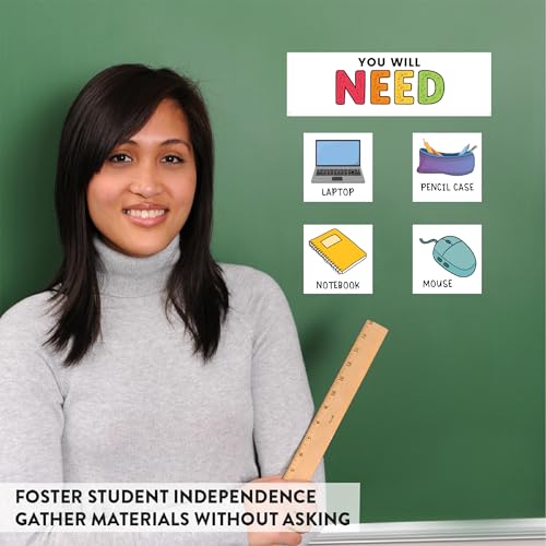 Andaz Press Visual Supply Cards Classroom Poster, You Will Need Visual Supply List for Student Independence, Classroom Directions, Supply Management, DIY 44 Cut Outs Printed on 8.5x11 Cardstock - color: Visual Supply Cards Sign