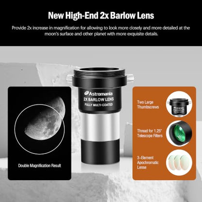 Astromania Telescope Eyepiece Set, 14 Piece Telescope Accessory Kit 1.25" - size: 1.25 Inch