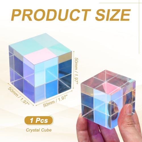PATIKIL 1Pcs Cube Prism 50mm K9 Crystal Dispersion Prism AB Color - size: 50mm