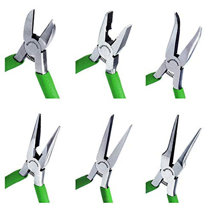 SPEEDWOX Mini Pliers Tool Set 6-Piece 4-1/2-Inch Precision Diagonal Plier Long Nose Needle Nose Flat Nose Bent Nose Round Nose Plier Micro Fine Plier for Jewelry Making Beading Hobby Wire Craft