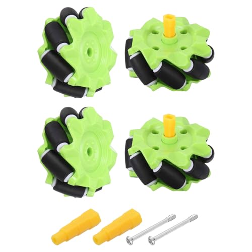 MECCANIXITY 1Set Mecanum Wheels Set with Hexagonal Universal Pins and Screws, 58mm / 2.28" ABS Rubber Omnidirectional Wheels for Smart Robot Car Parts DIY Models Accessories, Green - color: Green, size: 58mm / 2.28in OD